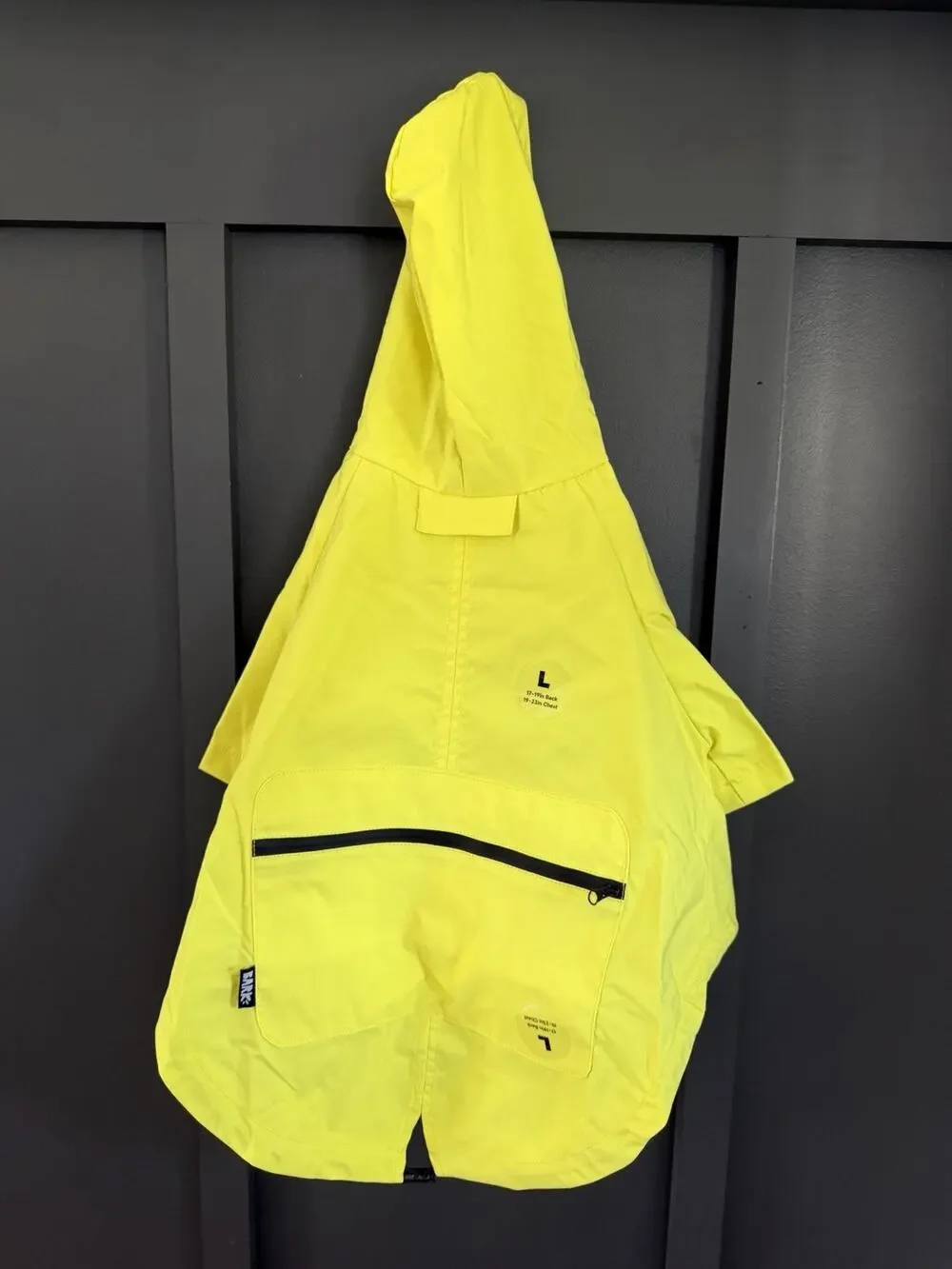 NWT BARK Home The Dry Dog Raincoat Waterproof Safety Yellow Large 30 - 44 lbs
